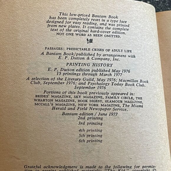 Passages: Predictable Crises of Adult Life GAIL SHEEHY 1977 Paperback - Picture 10 of 11